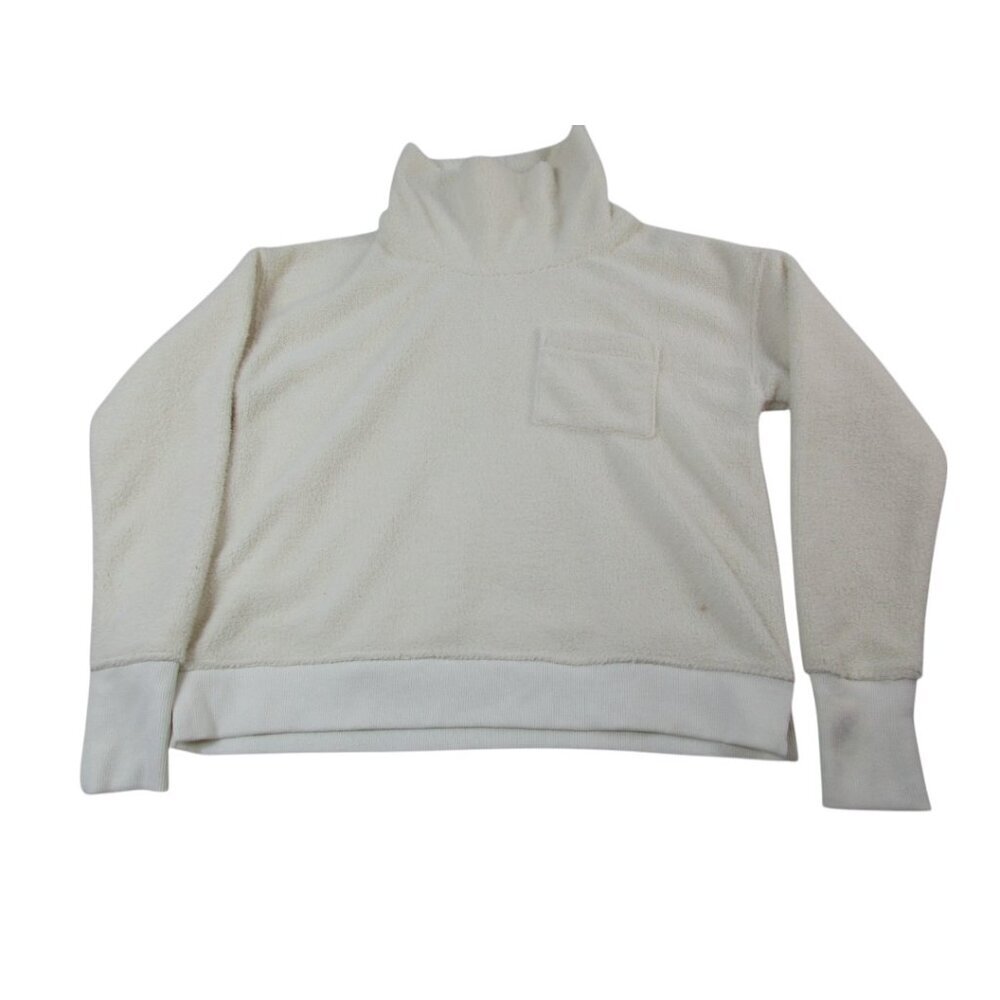 Vineyard Vines‎ Sweater Womens Small Beige Sherpa Fleece Turtleneck Ribbed Hem